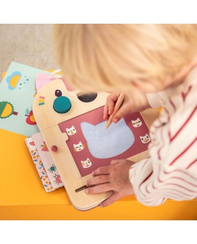 Ardoise Magique en bois Jeanne le chat