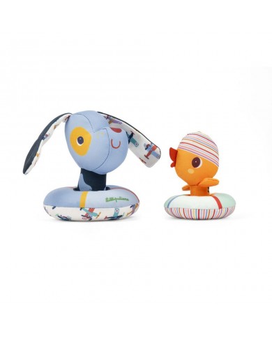 Jouets de bain flottants - Jules le chien et son canard avec bouées Jouets de bain flottants - Jules le chien et son canard avec bouées