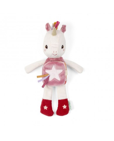 Peluche phosphorescente et livre en tissu Lena la licorne