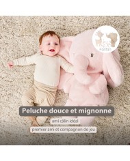 Maxi peluche 60 cm éléphant longs poils - Rose - Fanfan