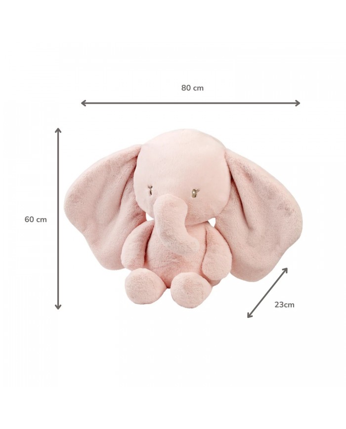 Maxi peluche 60 cm éléphant longs poils - Rose - Fanfan