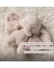 Peluche éléphant 30 cm longs poils - Sable - Fanfan