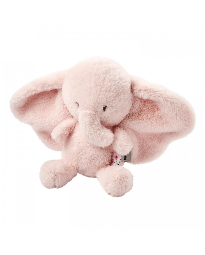 Peluche éléphant 30 cm longs poils - Rose - Fanfan