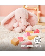 Peluche éléphant 30 cm longs poils - Rose - Fanfan