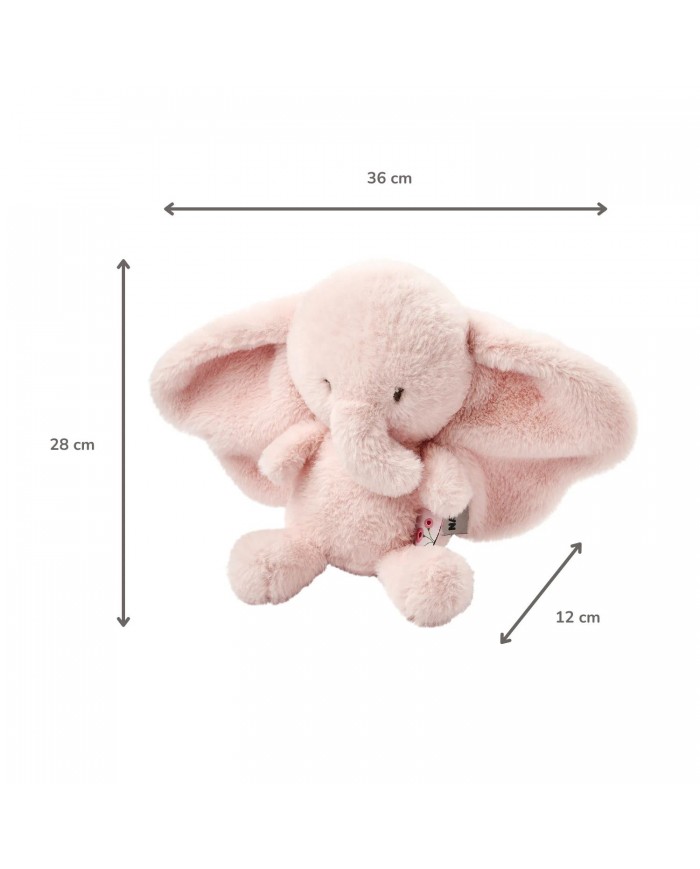 Peluche éléphant 30 cm longs poils - Rose - Fanfan