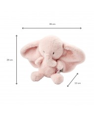 Peluche éléphant 30 cm longs poils - Rose - Fanfan