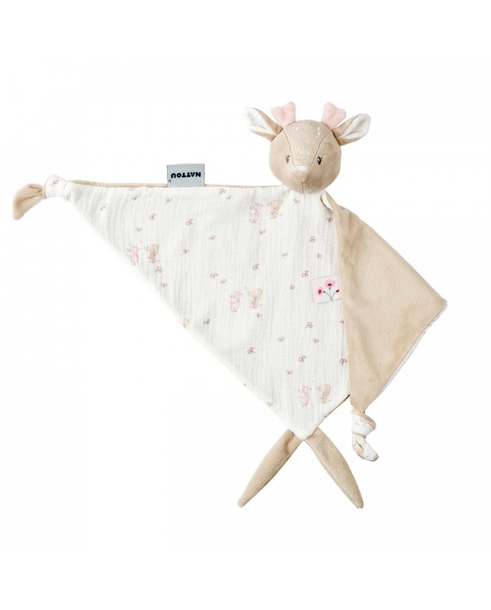 Maxi doudou biche gaze de cotton - Imprimé rose - Fanfan