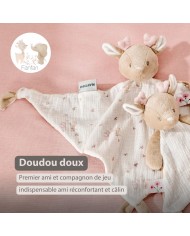 Maxi doudou biche gaze de cotton - Imprimé rose - Fanfan