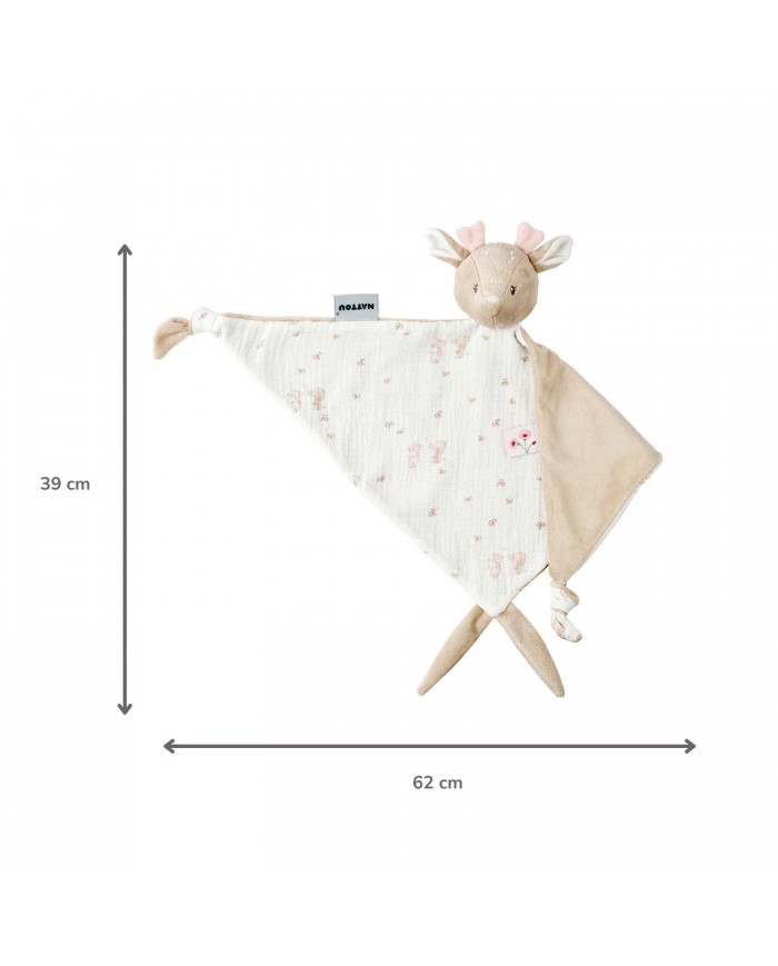 Maxi doudou biche gaze de cotton - Imprimé rose - Fanfan