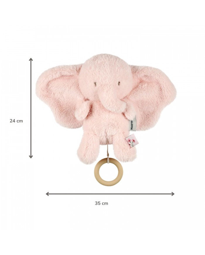 Peluche musicale 25 cm éléphant longs poils rose - Fanfan