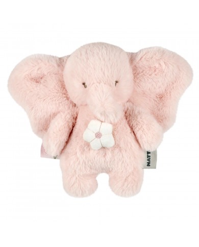 Mini peluche musicale 20 cm éléphant longs poils rose - Fanfan