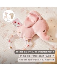 Eléphant anneau hochet - Rose - Fanfan
