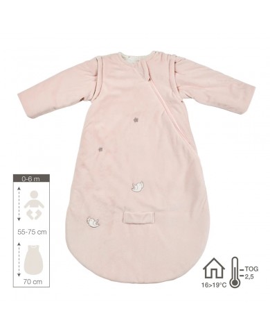Gigoteuse velours 70 cm manches amovibles - rose - Fanfan - TOG2.5 Gigoteuse velours 70 cm manches amovibles - rose - Fanfan - TOG2.5
