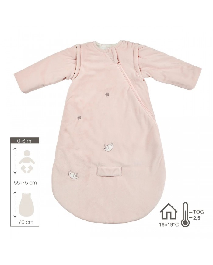 Gigoteuse velours 70 cm manches amovibles - rose - Fanfan - TOG2.5