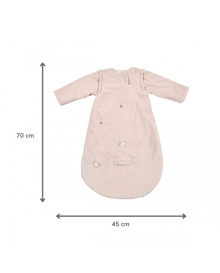 Gigoteuse velours 70 cm manches amovibles - rose - Fanfan - TOG2.5