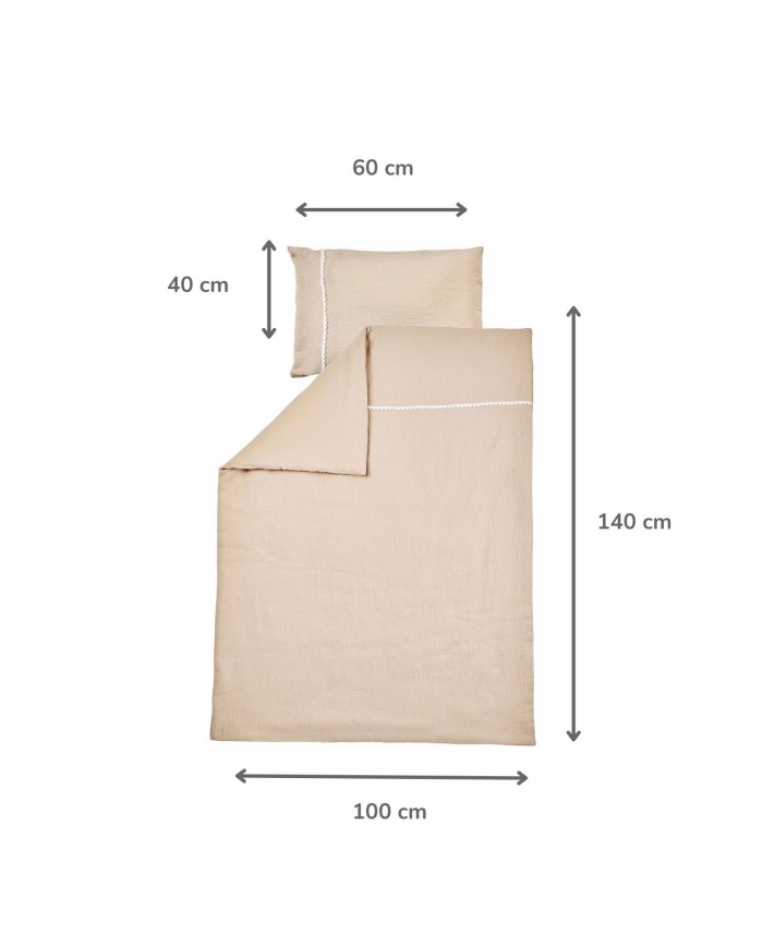 Housse de couette 100 x 140 cm gaze de coton  et taie d'oreiller - Fanfan