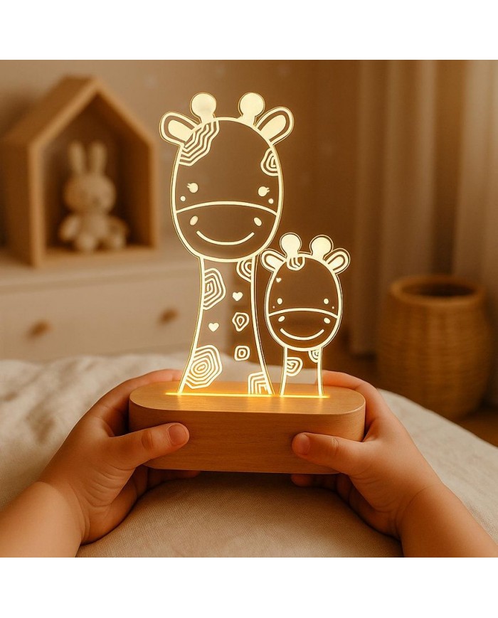 Plaque interchangeable pour veilleuse LED + histoire - Lina et Milo les Girafes