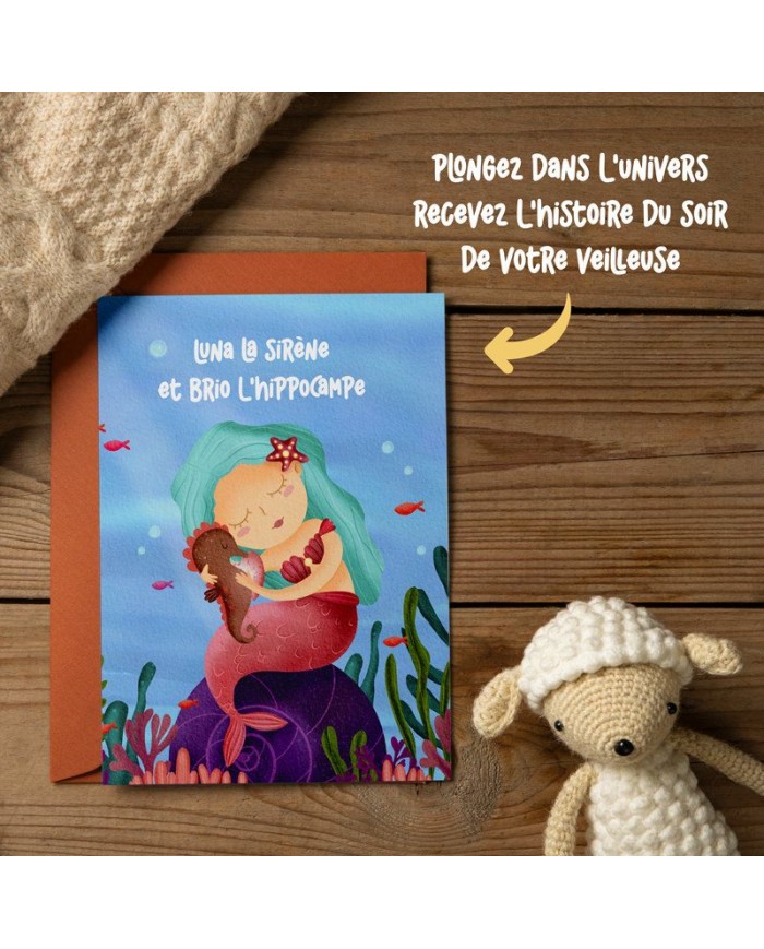 Plaque interchangeable pour veilleuse LED + histoire - Rosie la Sirène