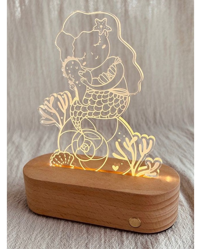 Plaque interchangeable pour veilleuse LED + histoire - Rosie la Sirène