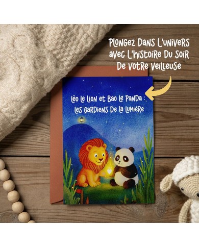 Plaque interchangeable pour veilleuse LED + histoire - Léo le Lion Plaque interchangeable pour veilleuse LED + histoire - Léo le Lion