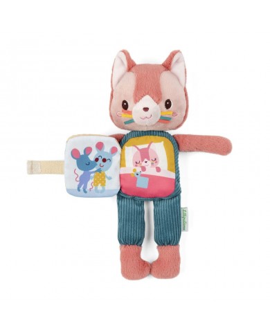 Peluche phosphorescente et livre en tissu Jeanne le chat