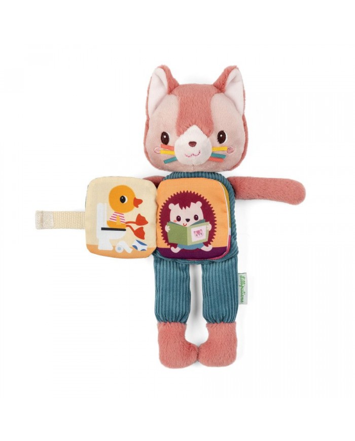 Peluche phosphorescente et livre en tissu Jeanne le chat