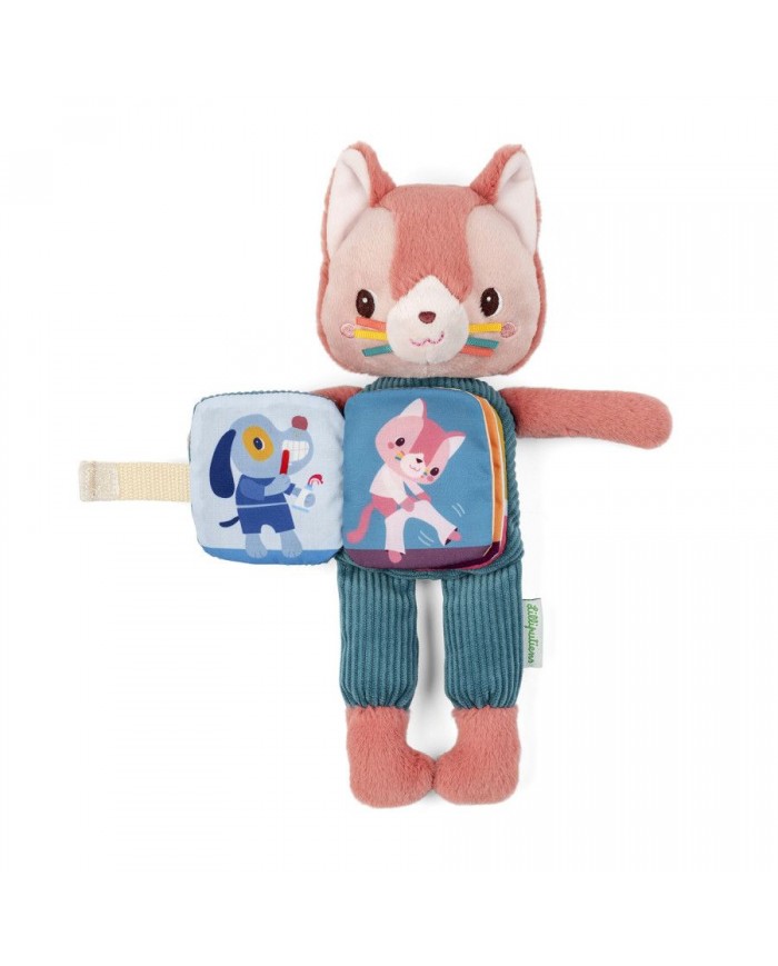 Peluche phosphorescente et livre en tissu Jeanne le chat