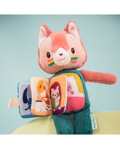 Peluche phosphorescente et livre en tissu Jeanne le chat