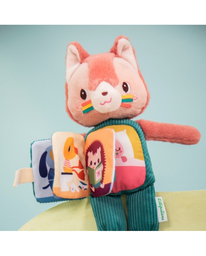 Peluche phosphorescente et livre en tissu Jeanne le chat