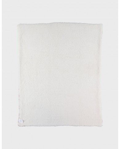 Couverture 75x100 cm en tricot bio et sherpa - Rouge