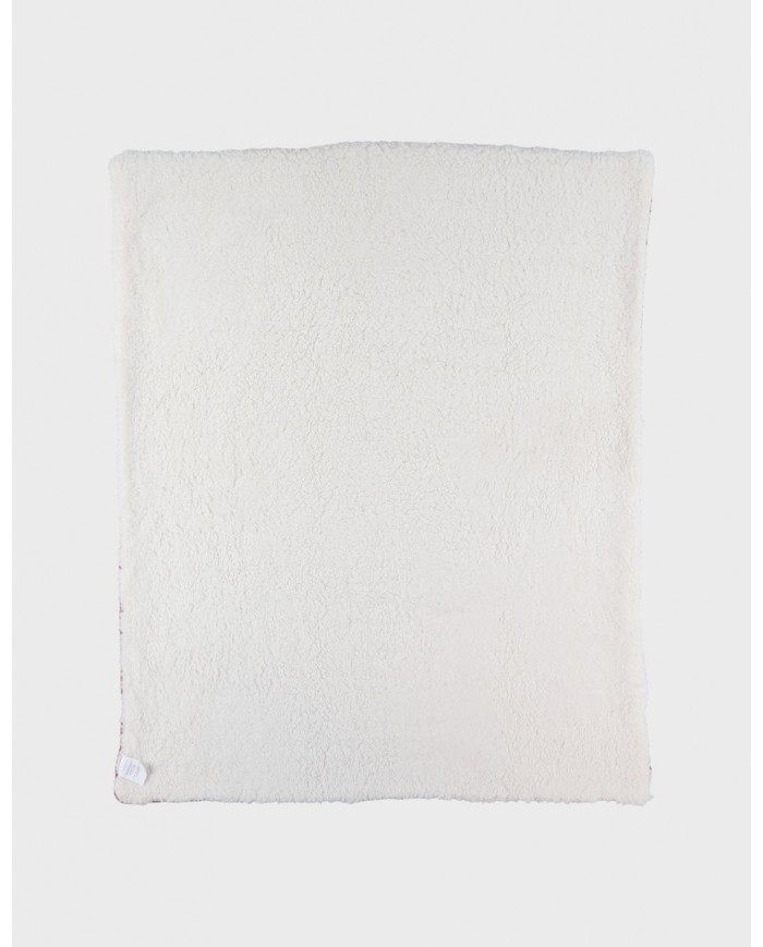 Couverture 75x100 cm en tricot bio et sherpa - Rouge