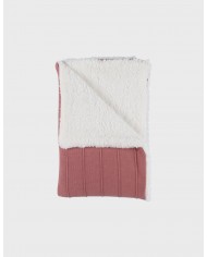 Couverture 75x100 cm en tricot bio et sherpa - Rouge