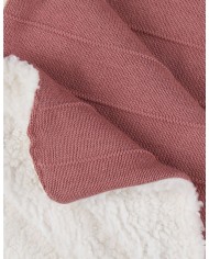 Couverture 75x100 cm en tricot bio et sherpa - Rouge