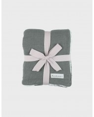 Couverture 75x100 cm en tricot bio et sherpa - Rouge