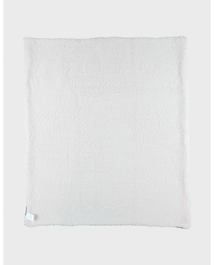 Couverture 75x100 cm en tricot bio et sherpa - Kaki