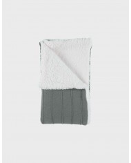 Couverture 75x100 cm en tricot bio et sherpa - Kaki