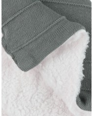 Couverture 75x100 cm en tricot bio et sherpa - Kaki
