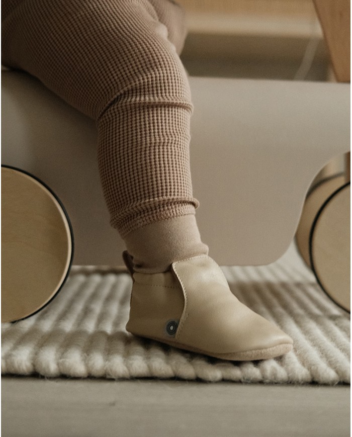 Chaussons en cuir Stepper - Beige