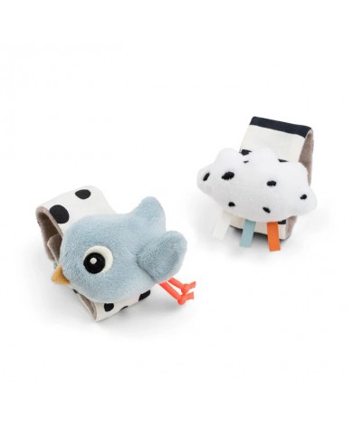 Lot de 2 Bracelet hochet - Happy clouds - Bleu