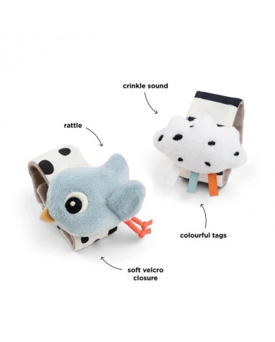 Lot de 2 Bracelet hochet - Happy clouds - Bleu