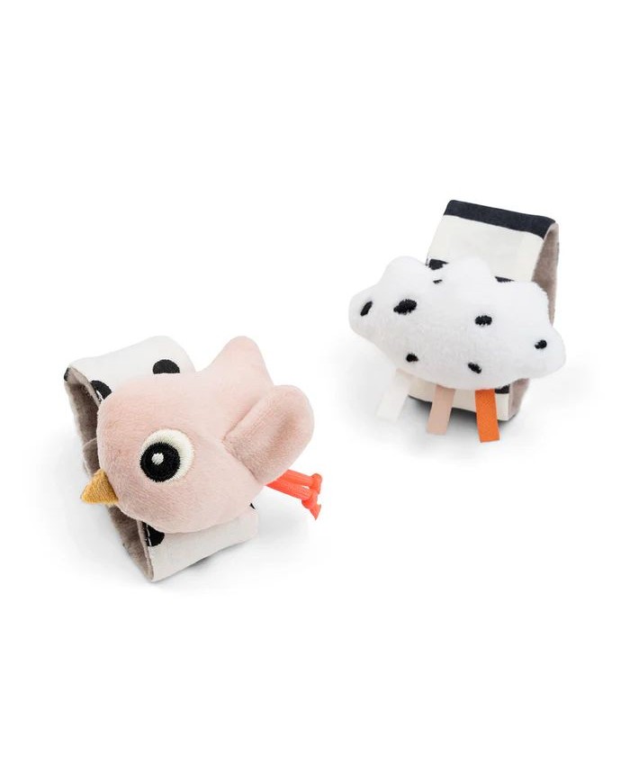 Lot de 2 Bracelet hochet - Happy clouds - Rose