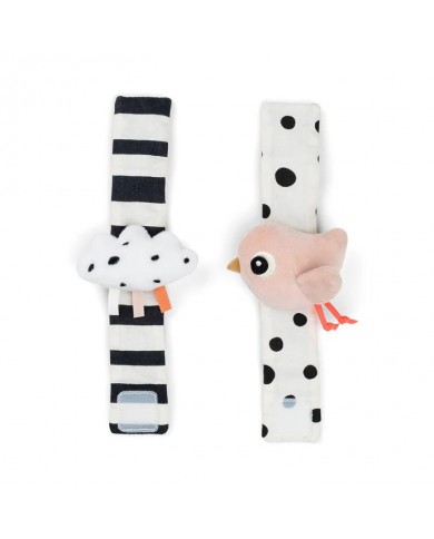 Lot de 2 Bracelet hochet - Happy clouds - Rose