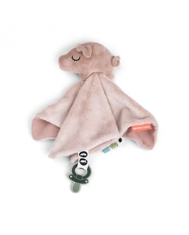 Doudou plat attache-sucette - Pigee - Rose