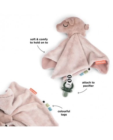 Doudou plat attache-sucette - Pigee - Rose