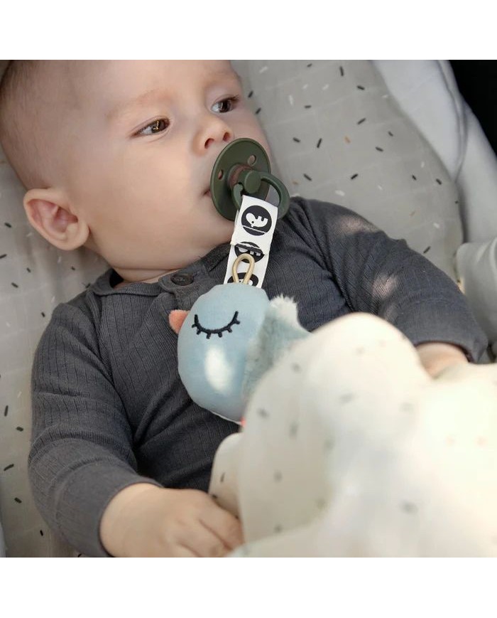 Doudou attache-sucette - Birdee - Bleu