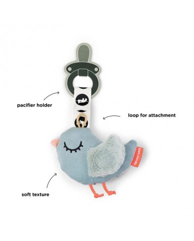 Doudou attache-sucette - Birdee - Bleu Doudou attache-sucette - Birdee - Bleu