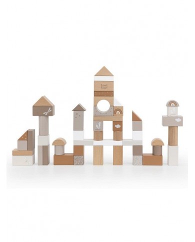 Blocs de bois à empiler (50 pièces) - Nougat