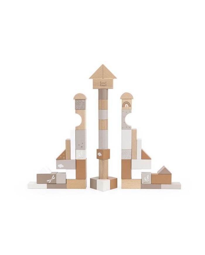 Blocs de bois à empiler (50 pièces) - Nougat