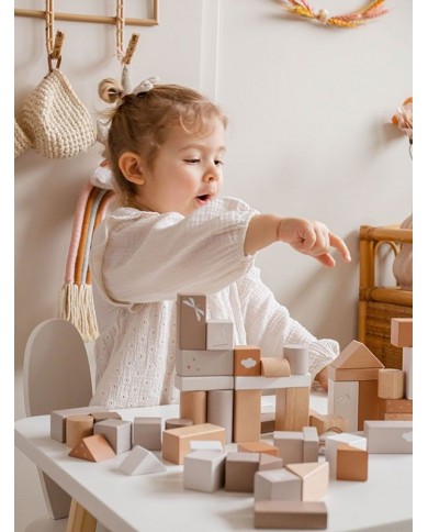 Blocs de bois à empiler (50 pièces) - Nougat