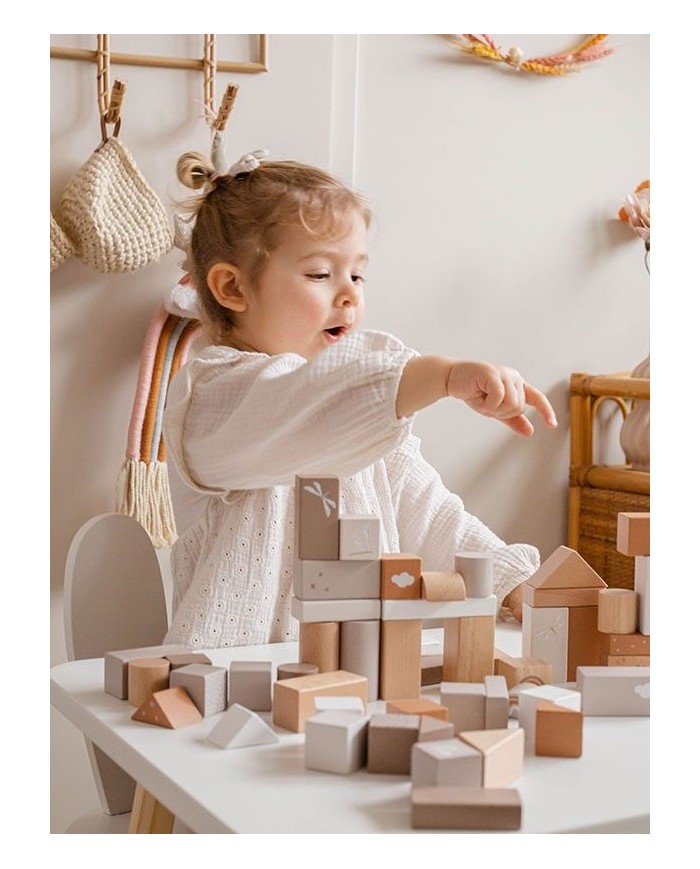 Blocs de bois à empiler (50 pièces) - Nougat